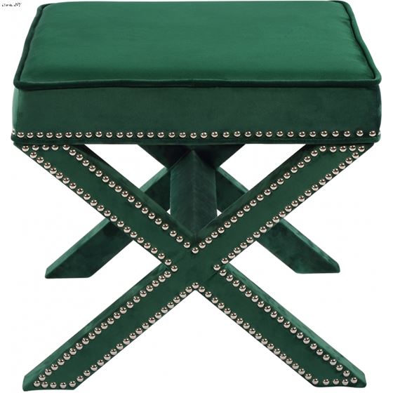 Nixon Green Velvet Upholstered Ottoman/Bench - 3