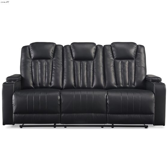 Center Point Black Leatherette Reclining Sofa w-3