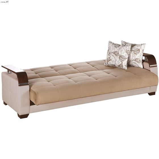 Natural Sofa Bed in Naomi Light Brown Open