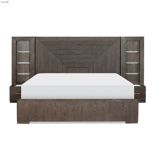 Facets King Wall Panel Bed in Mink with Silver U-3