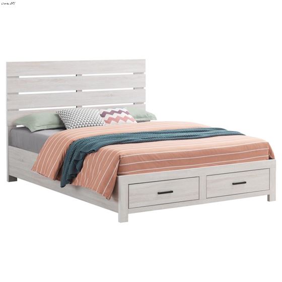 Marion Coastal White Wood Storage Panel Bed 207050 By Coaster