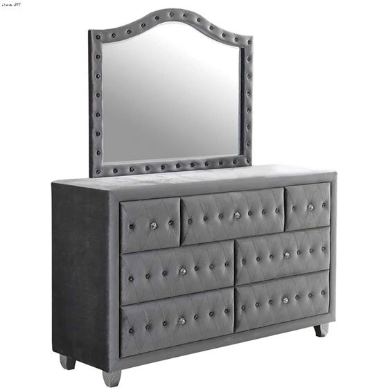 Deanna Grey Velvet 7 Drawer Dresser 205103-3