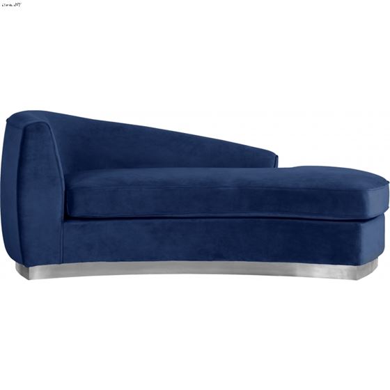 Julian Navy Velvet Upholstered Chaise - Chrome Bas