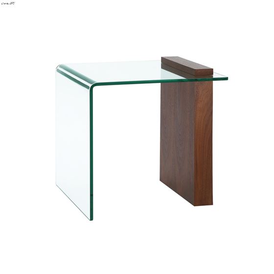 Buono Walnut Veneer/ Clear Glass End Table by Casa