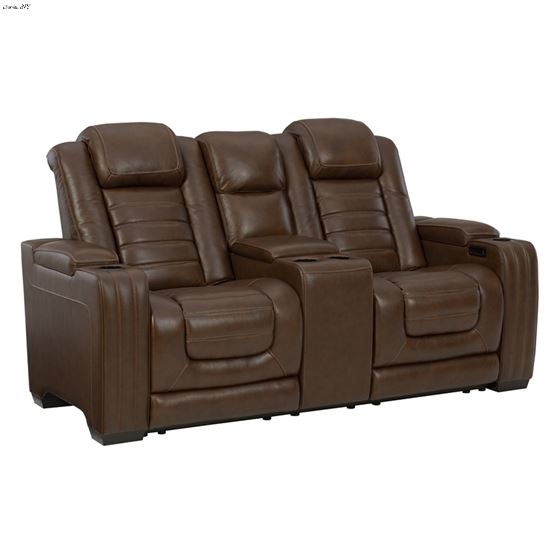 Backtrack Chocolate Leather Power Reclining Loveseat U2800418 By Ashley Signature Design