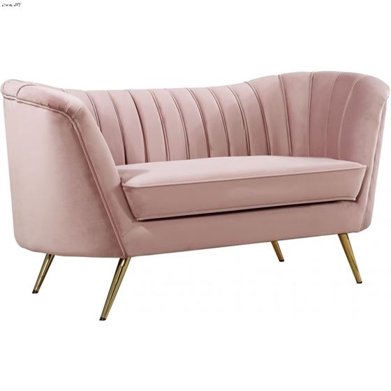 Margo Pink Velvet Love Seat Margo_Loveseat_Pink by Meridian Furniture