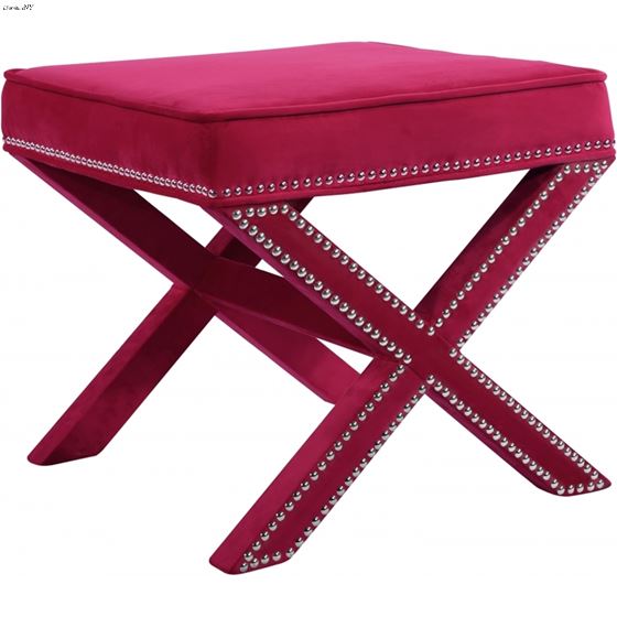 Nixon Pink Velvet Upholstered Ottoman/Bench