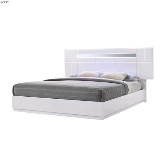 Palermo Modern White Lacquer Panel Bed by JM Furniture
