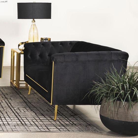 Holly Black and Gold Tufted Loveseat 508442-3