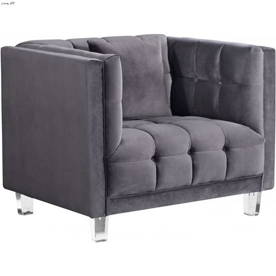 Mariel Grey Velvet Tufted Chair Mariel_Chair_Grey by Meridian Furniture