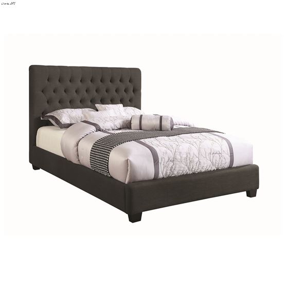 Chloe Charcoal Queen Tufted Fabric Bed 300529Q By Coaster