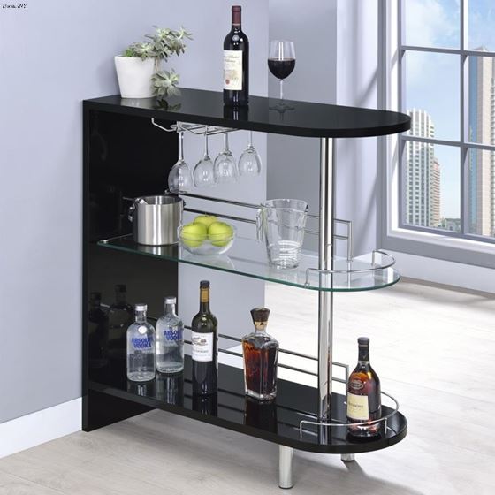 Coaster Adolfo Black Gloss Home Bar Table 101063