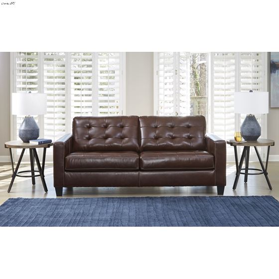 Altonbury Tufted Walnut Leather Sofa 87504-3
