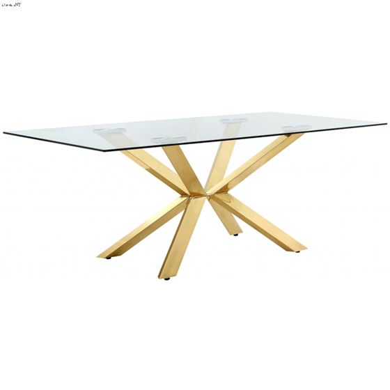 Capri 78 inch Glass and Gold Stainless Steel Dining Table