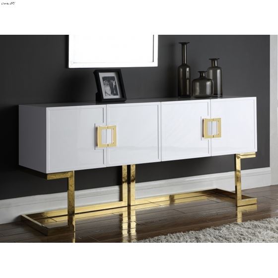 Beth White Buffet/Console Table - Gold Base - 3