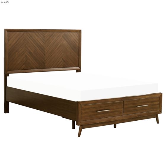 Raku Contemporary Walnut Full Bed with Footboard Storage 1711FNC-1 By Homelegance