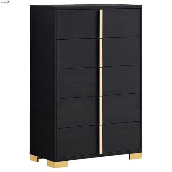 Marceline Black 5 Drawer Chest 222835 By Coaster