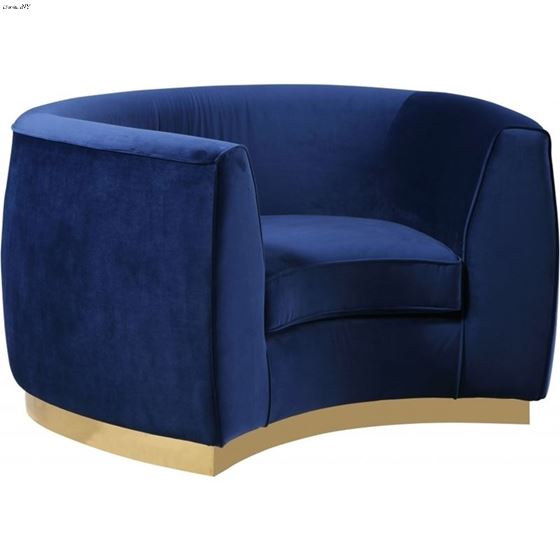 Julian Navy Velvet Gold Trim Chair Julian_Chair_Navy/Gold by Meridian Furniture