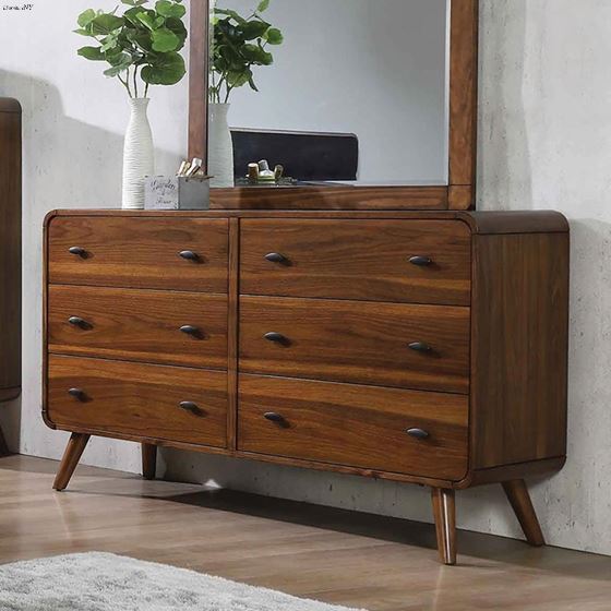 Robyn Dark Walnut 6 Drawer Mid-century Dresser 2-3