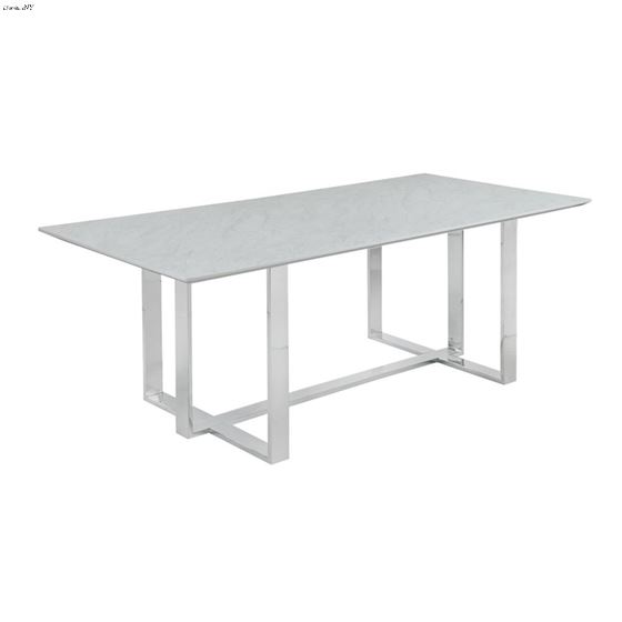 Annika White Marblized Rectangular Dining Table 109401 By Coaster