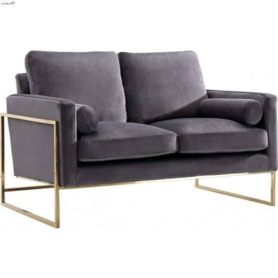 Mila Grey Velvet Love Seat Mila_Loveseat_Grey by Meridian Furniture