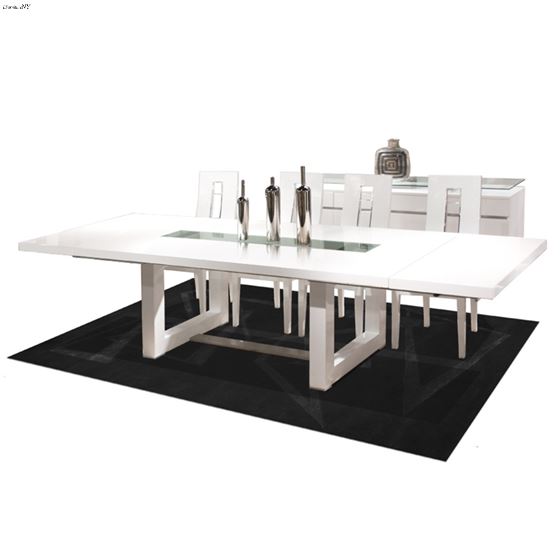 Novo Double Pedestal White Lacquer Dining Table by Sharelle furnishings