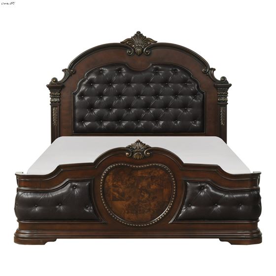 Antoinetta Queen Cherry Tufted Panel Bed 1919-1 By Homelegance