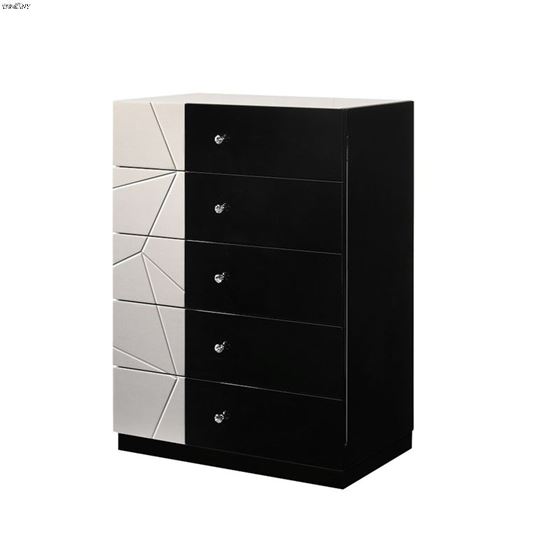 Turin Modern Light Grey and Black 5 Drawer Chest by JM Furniture