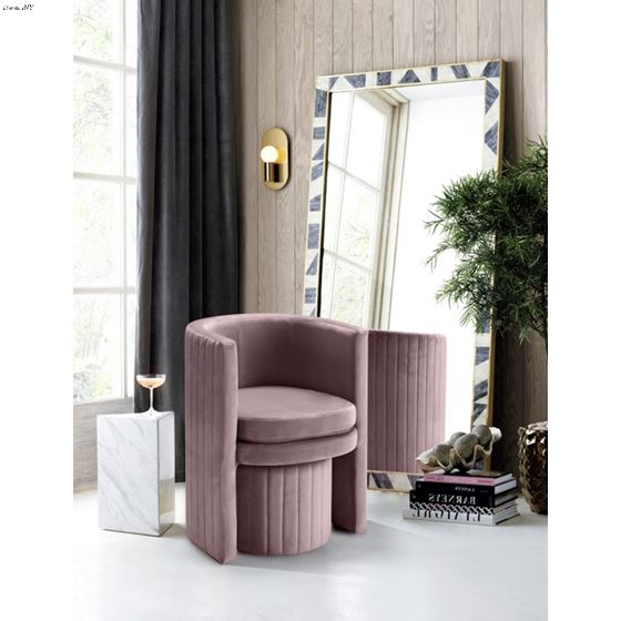 Selena Pink Velvet Upholstered Accent Chair - 3