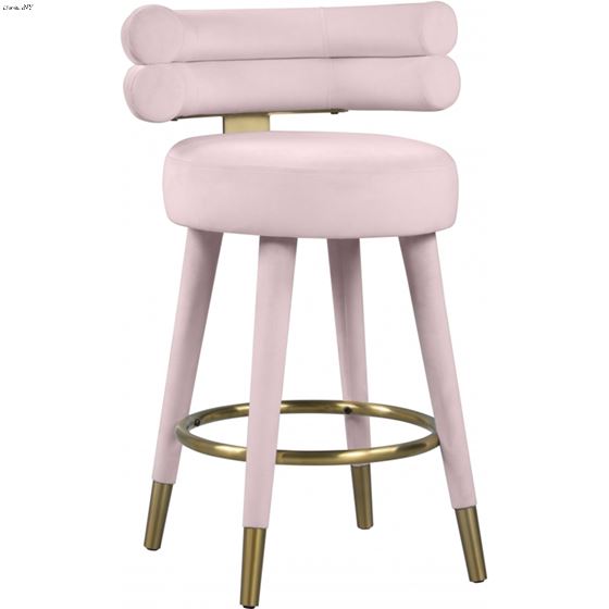 Fitzroy Pink Velvet Counter Stool - Set of 2 By Meridian Furniture