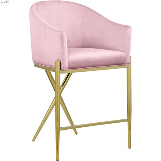 Xavier Pink Velvet and Gold Counter Stool By Meridian Furniture