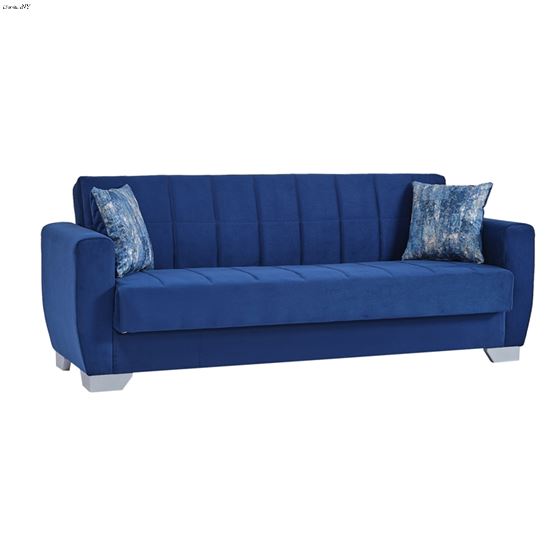 Barato Blue Upholstered Convertible Sofa Bed wi-2