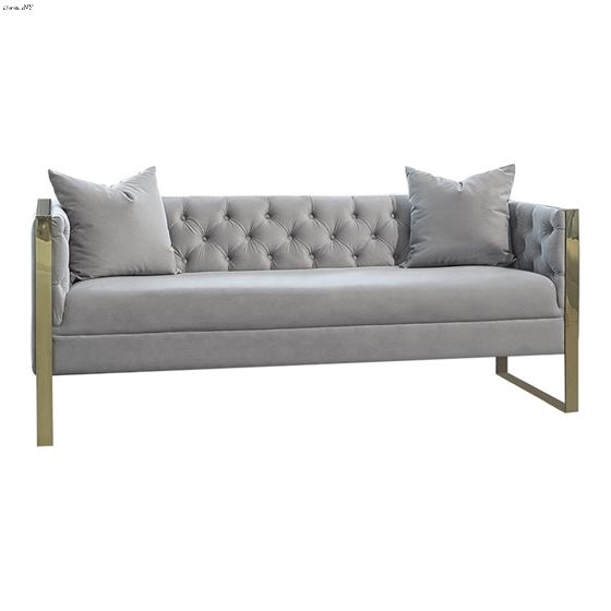 Eastbrook Grey Velvet Sofa with Gold Trim Tufted Back 509111 By Coaster