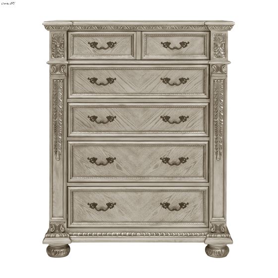 Catalonia Traditional Platinum Gold 5 Drawer Chest 1824PG-9 By Homelegance