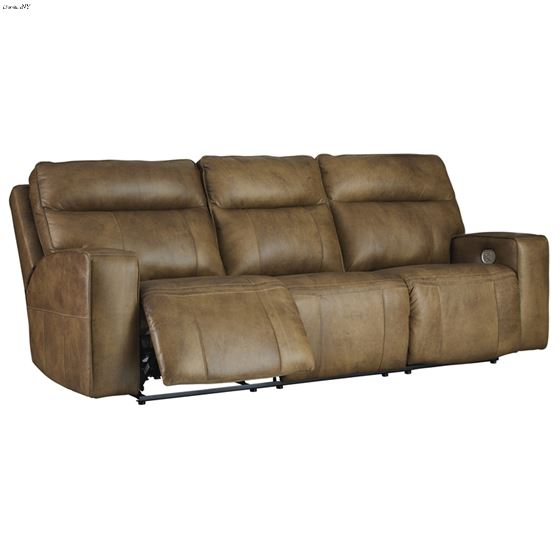 Game Plan Caramel Leather Power Reclining Sofa U1520615