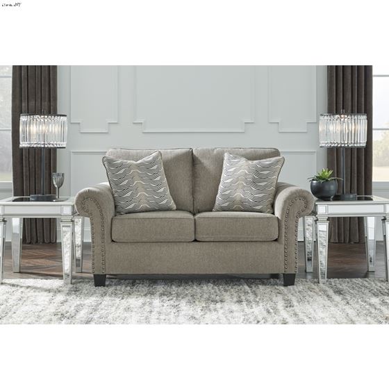 Shewsbury Pewter Fabric Rolled Arm Loveseat 472-3