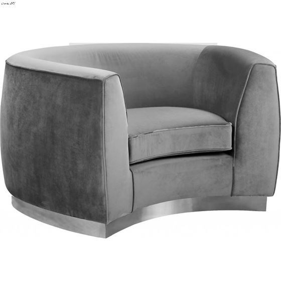 Julian Grey Velvet Chrome Trim Chair Julian_Chair_Grey/Chrome by Meridian Furniture