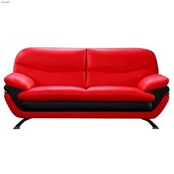 Jonus Modern Red And Black Leather Sofa, Red And Black Leather Furniture