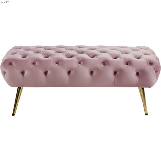Amara Pink Velvet Upholstered Tufted Bench