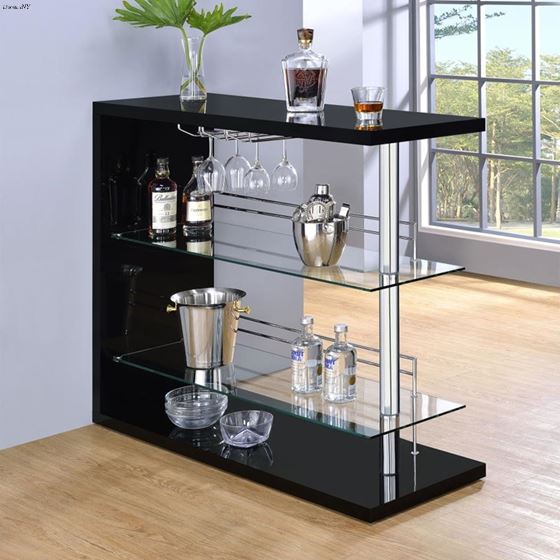 Prescott Black Gloss Bar Table Unit 100165 2