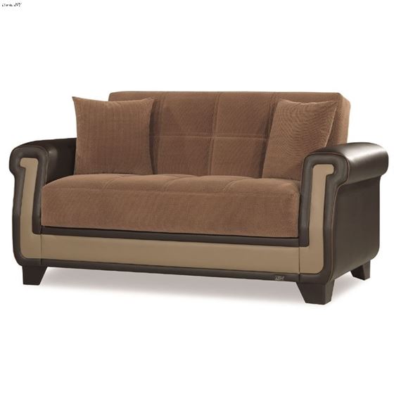 Proline Brown Microfiber Fabric Love Seat by CasaMode