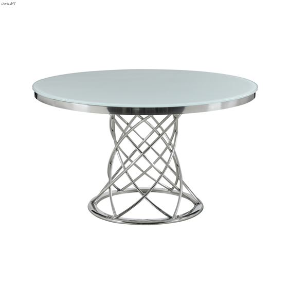 Irene 51 Inch Round Glass Top Dining Table White And Chrome 110401 By Coaster