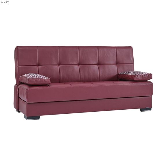 Soho Burgundy Leatherette Convertible Sofa Bed-2