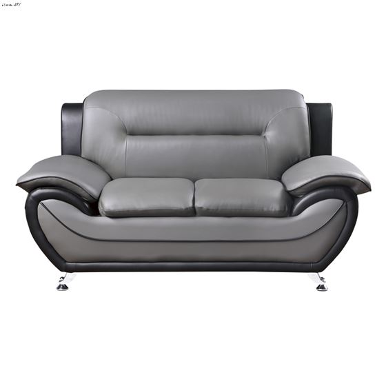 Matteo Modern Grey and Black Leatherette Loveseat 9419 By Homelegance