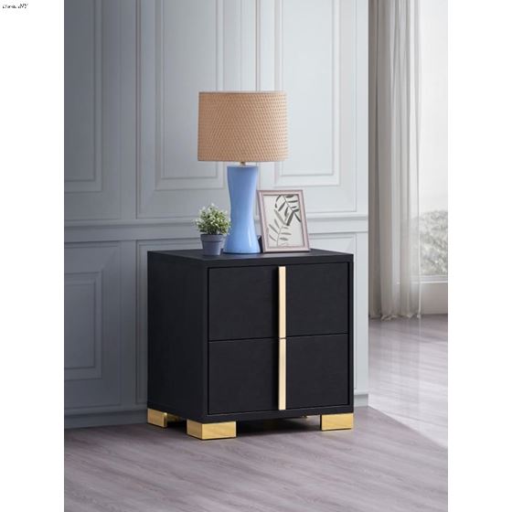 Marceline Black 2 Drawer Nightstand 222832-3