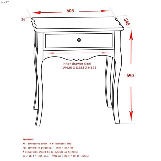 Marcela Accent Table  501-970GY - dimensions