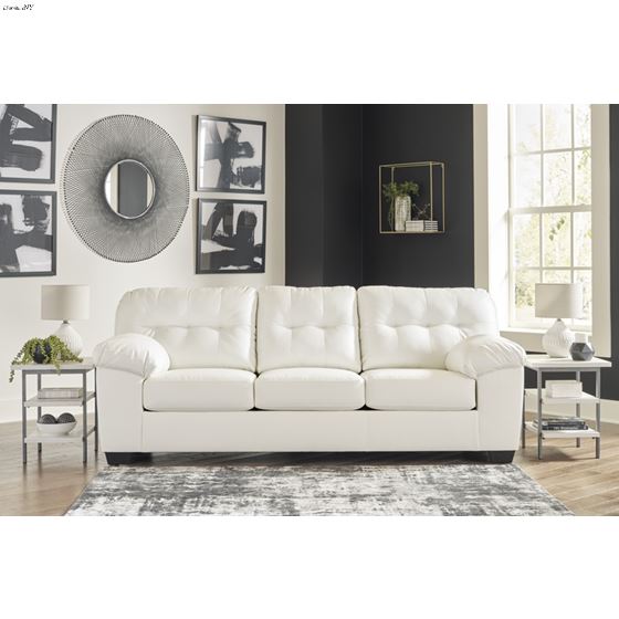 Donlen White Leatherette Sofa 59703-3