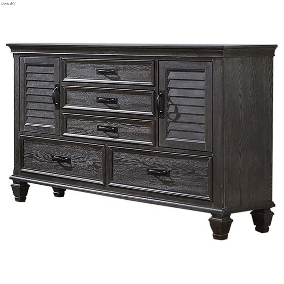 Franco Weathered Sage 5 Drawer Dresser With 2 Louvered Doors 205733 By Coaster