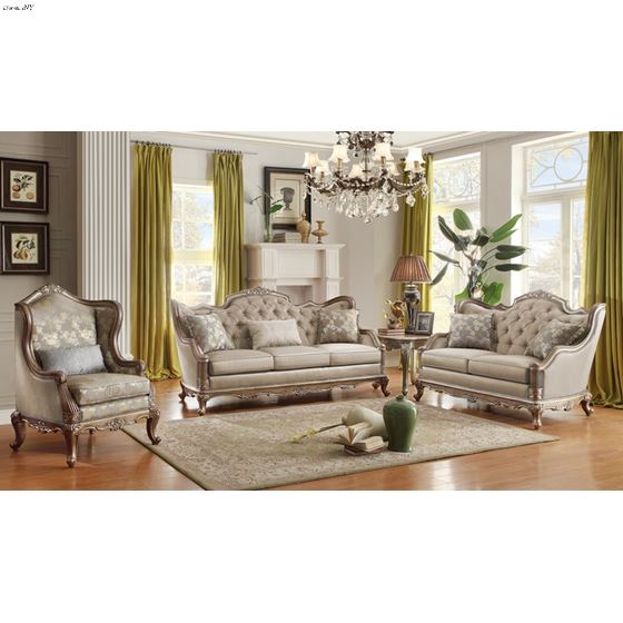 Florentina Dusky Taupe Faux Silk Sofa 8412-3 by Homelegance in set