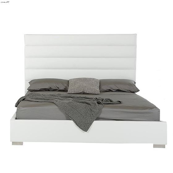 Kasia Queen Modern White Leatherette Bed